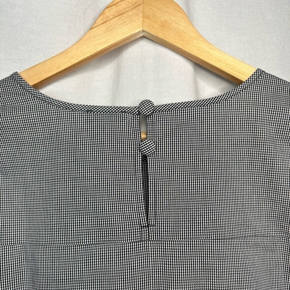 1. J Crew XXS Gingham plaid 3/4 bell flare sleeves slits bow keyhole in back - Picture 13 of 14